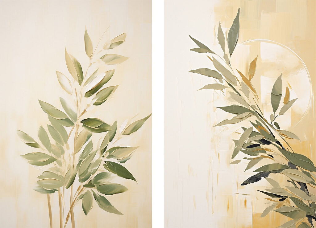 Κλαδιά σε απαλό φως — πλήρες σχέδιο