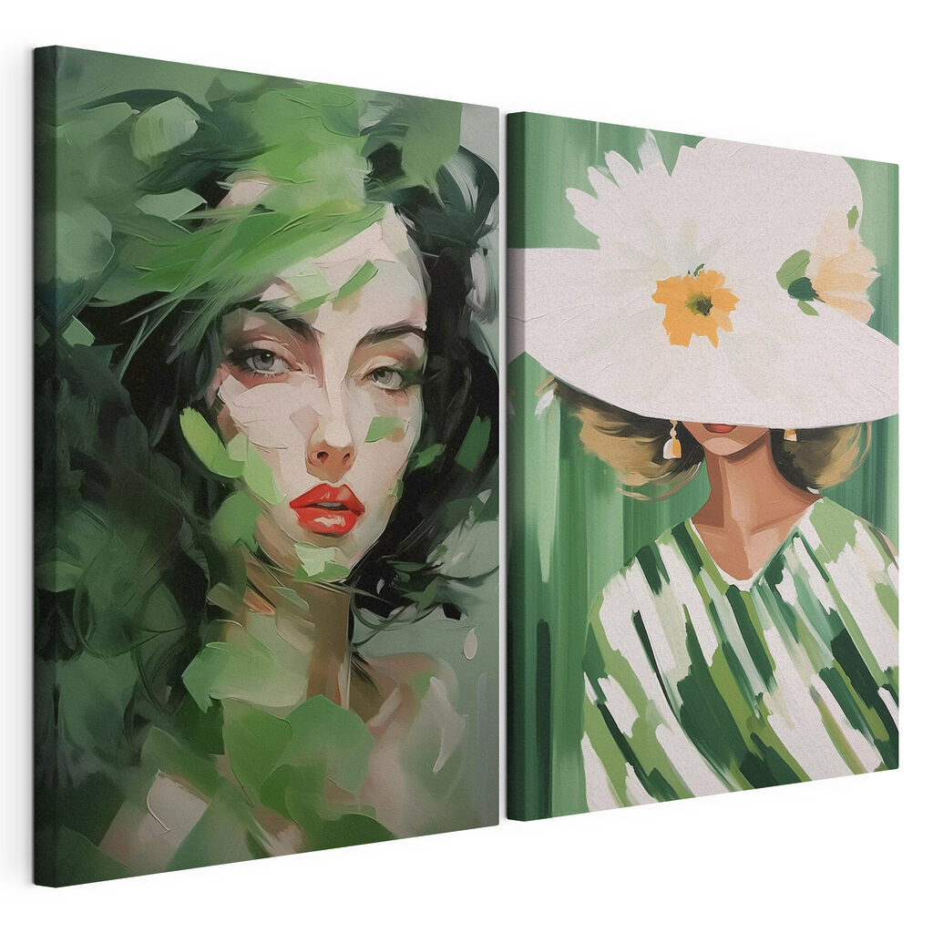 Γυναίκες ανάμεσα σε φύλλα, τεντωμένος καμβάς με συνεχή άκρη