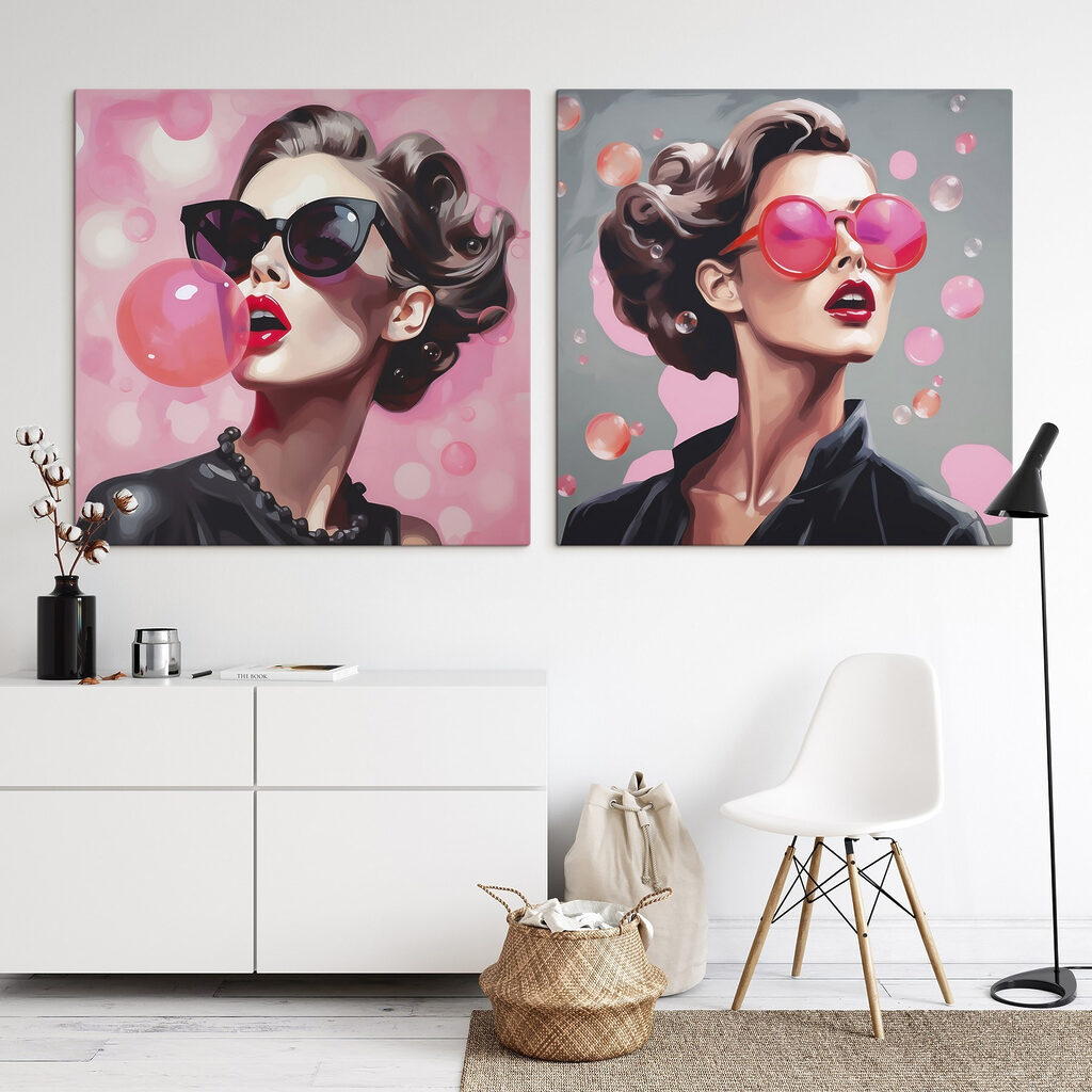 Γυναίκες με ροζ φούσκα — εσωτερικός χώρος 1