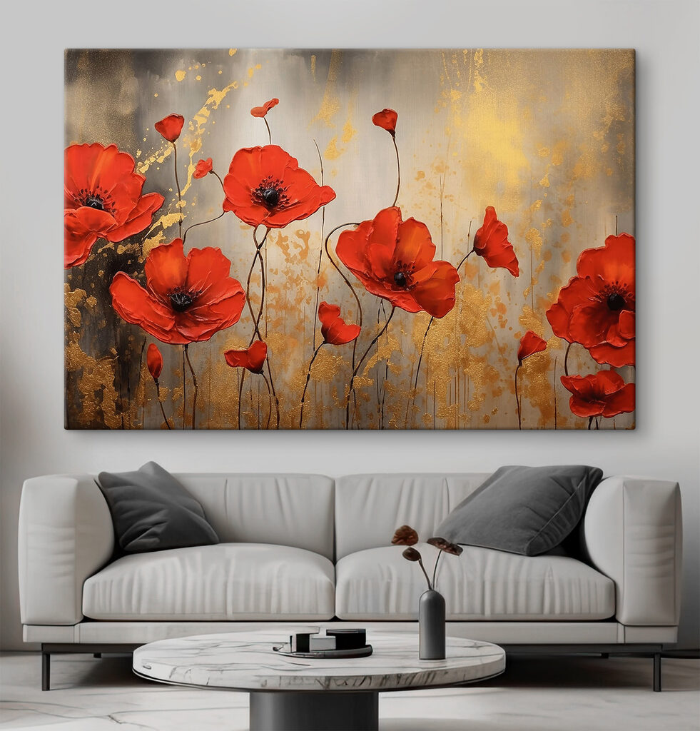 Παπαρούνες σε χρυσό φόντο — εσωτερικός χώρος 1