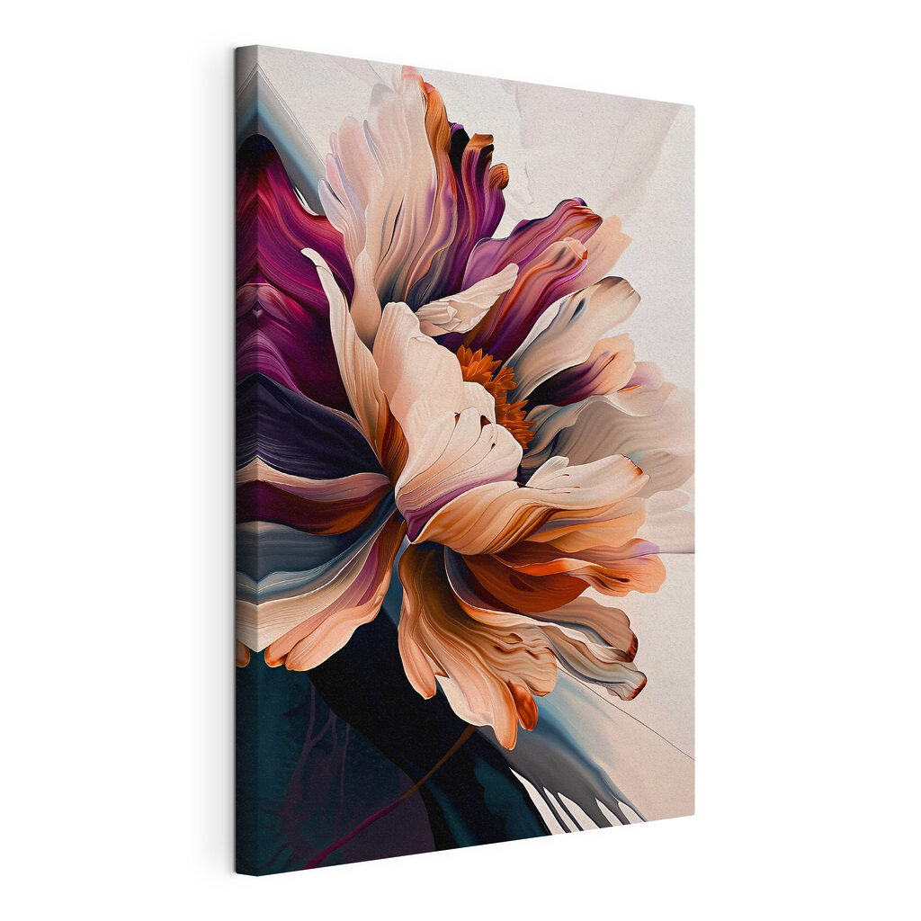 Άνθος σε ροδακινί αποχρώσεις, τεντωμένος καμβάς με συνεχή άκρη
