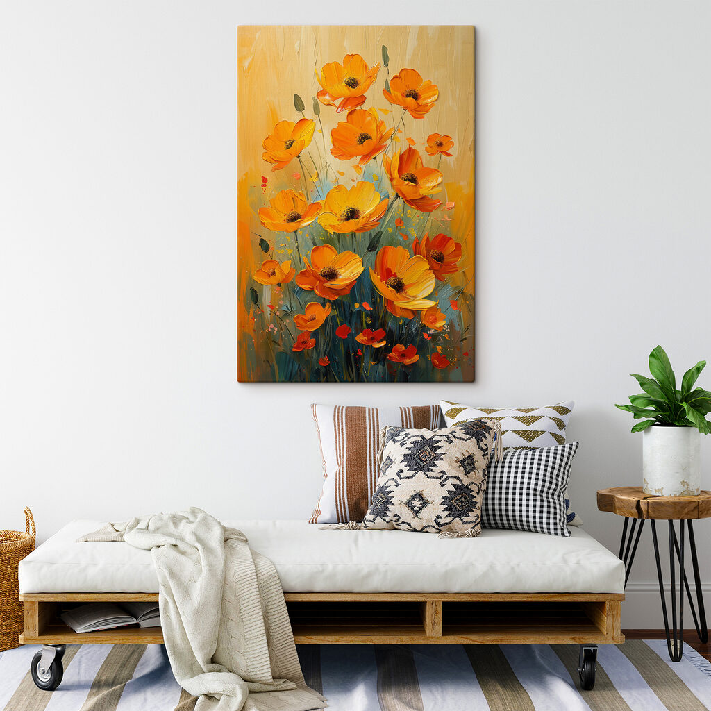 Πορτοκαλί λουλούδια σε κίτρινο — εσωτερικός χώρος 3