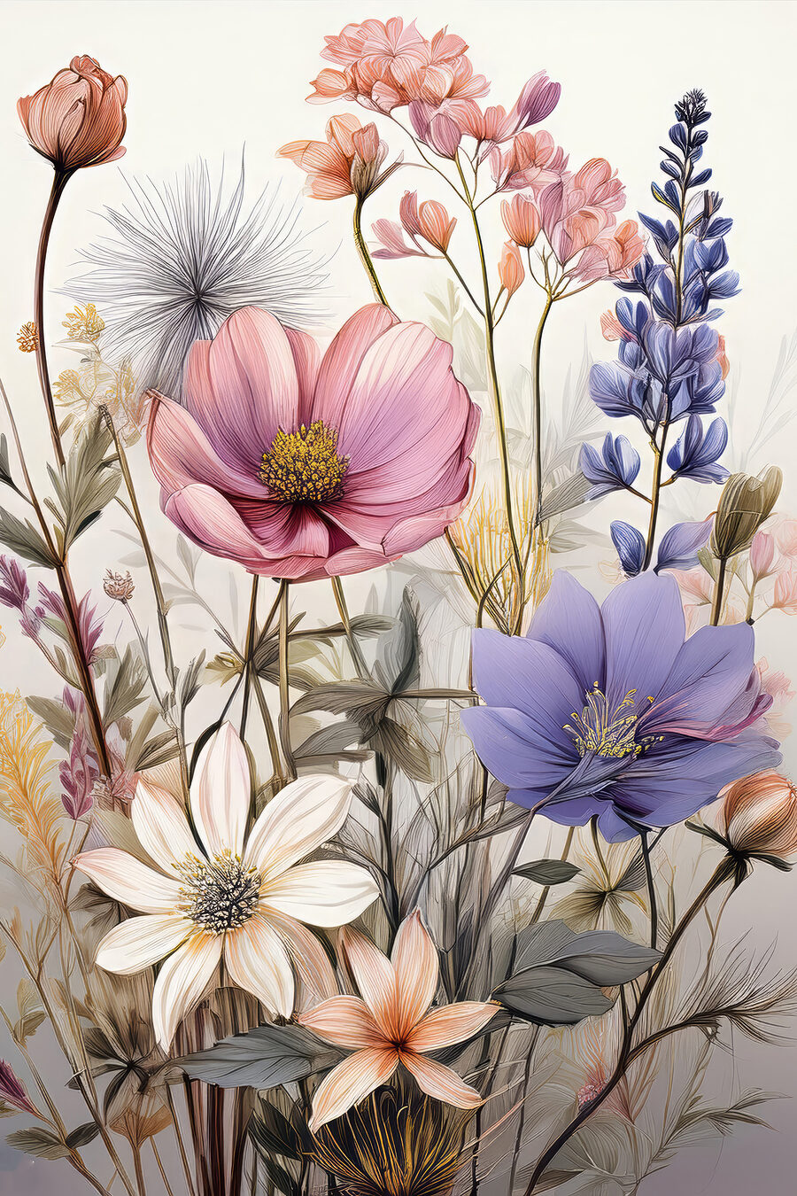 Παστέλ αγριολούλουδα — πλήρες σχέδιο