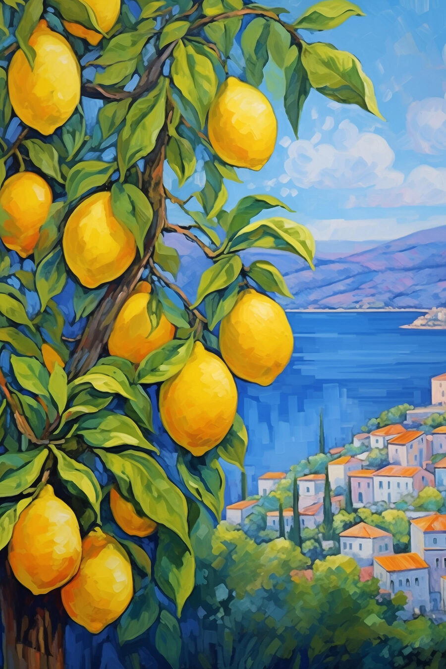 Λεμόνια πάνω από ακτή — πλήρες σχέδιο