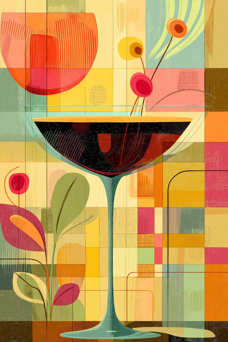 Ποτήρι με γεωμετρικά χρώματα — πλήρες σχέδιο