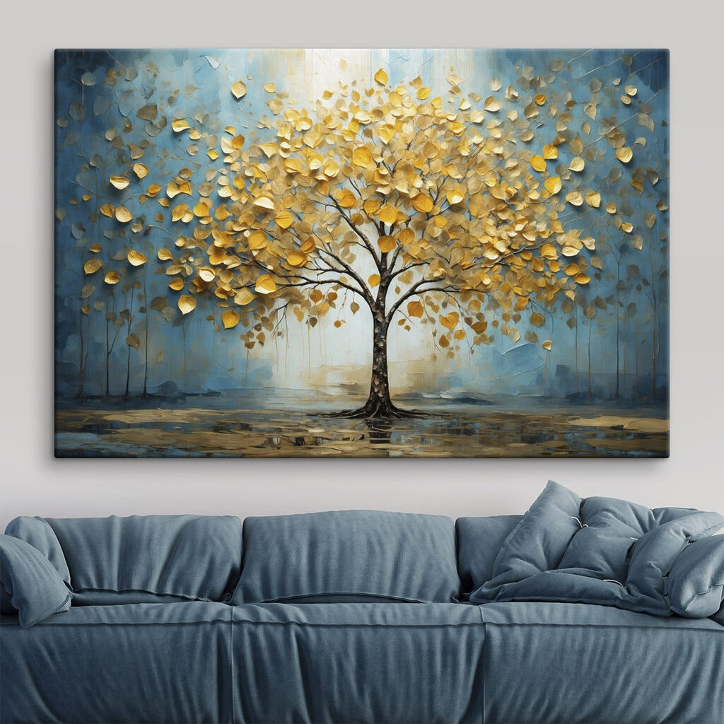 Χρυσά φύλλα σε γαλάζιο — εσωτερικός χώρος 3