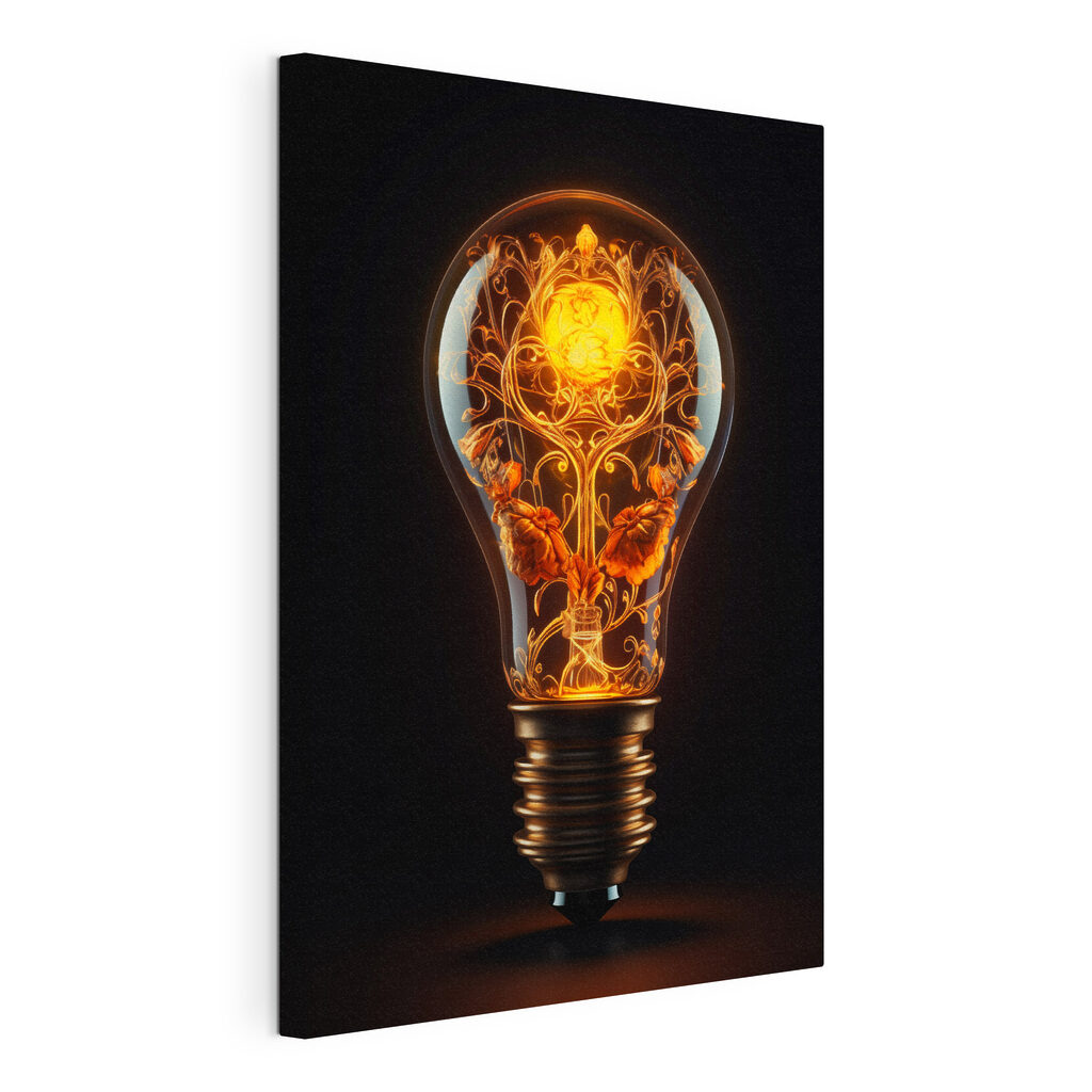 Λαμπτήρας με χρυσές σπείρες, τεντωμένος καμβάς με συνεχή άκρη