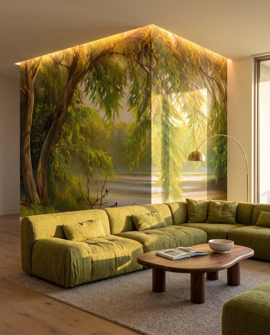 Ιτιές πάνω από ποτάμι σε εσωτερικό χώρο