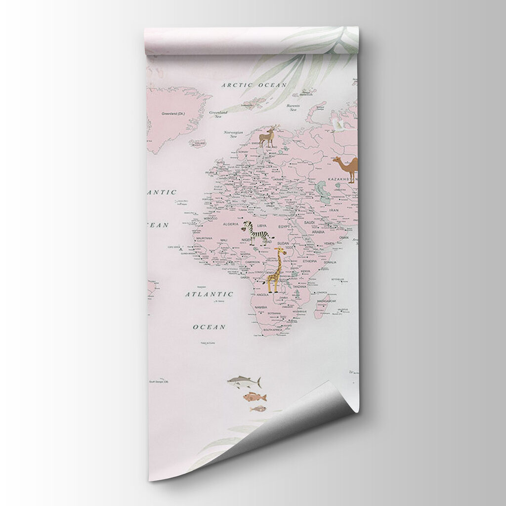 Χάρτης κόσμου με φύλλα — προβολή προϊόντος