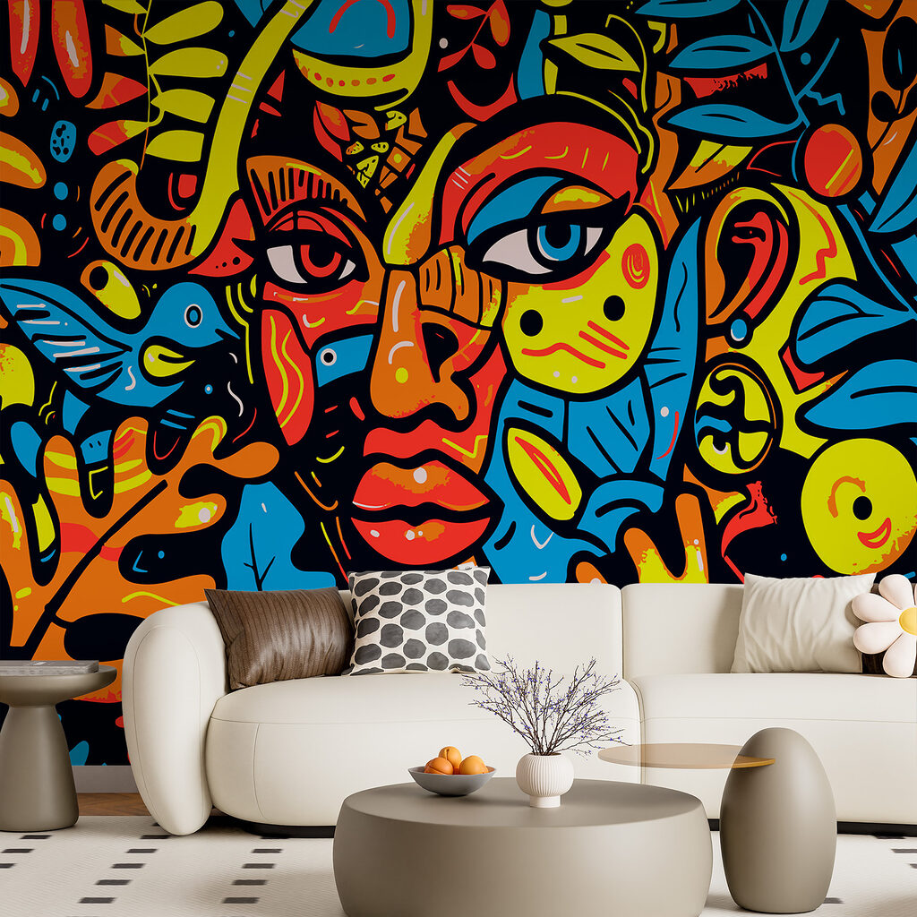 Πρόσωπο με έντονα χρώματα — εσωτερικός χώρος 1