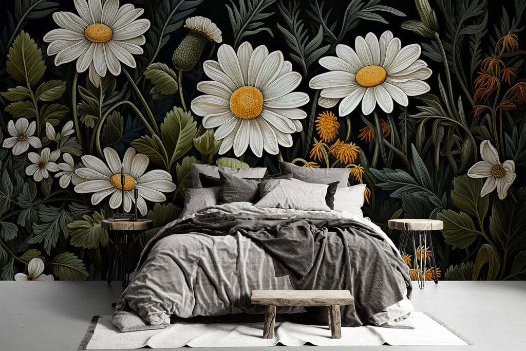 Μαργαρίτες σε σκούρα φύλλα — εσωτερικός χώρος 1