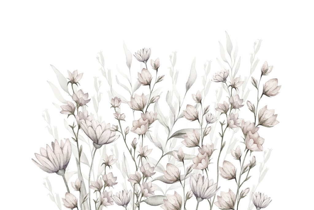 Μικρά λουλούδια σε λευκό — πλήρες σχέδιο