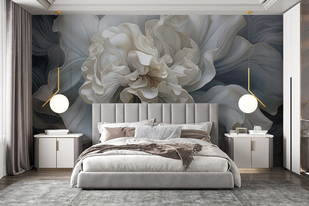 Λευκό λουλούδι, μπλε κύματα — εσωτερικός χώρος 2